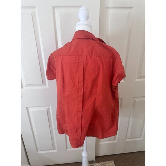 CATO Orange Cinched Waist Button Up Top | Size Small (Fits Medium) - Picture 4 of 5